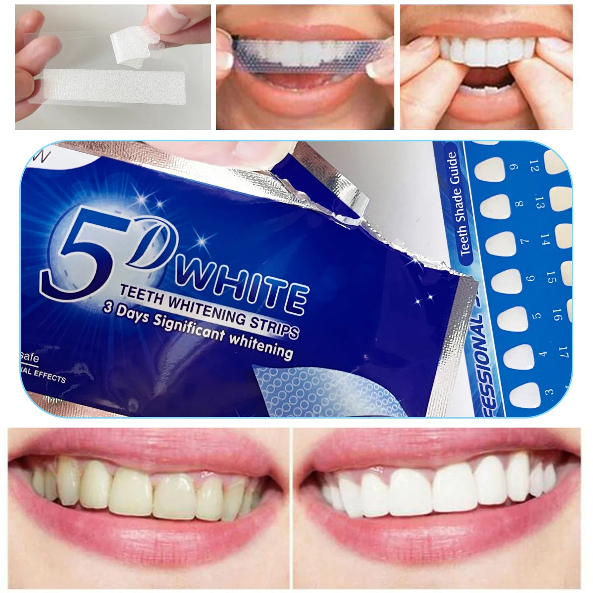 5D Whitening Teeth Stickers White Teeth Gel Teeth Whitening Strips Clean Teeth Yellow Smoke Stains Tea Stains Oral Hygiene Care