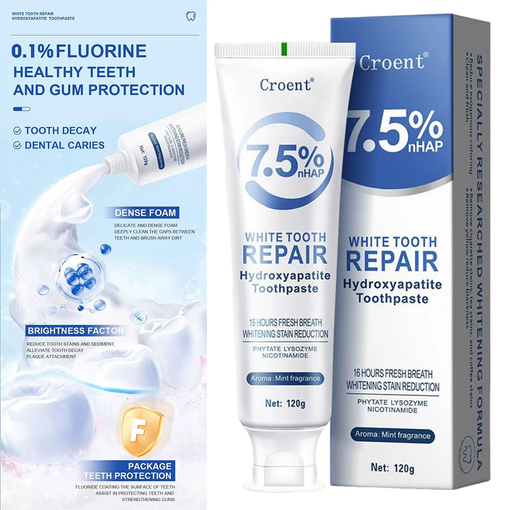 120g Whitening Toothpaste Hydroxyapatite Protect Gum Health Remove Plaque Stains Fresh Bad Breath Deep Clean Brightening Tooth