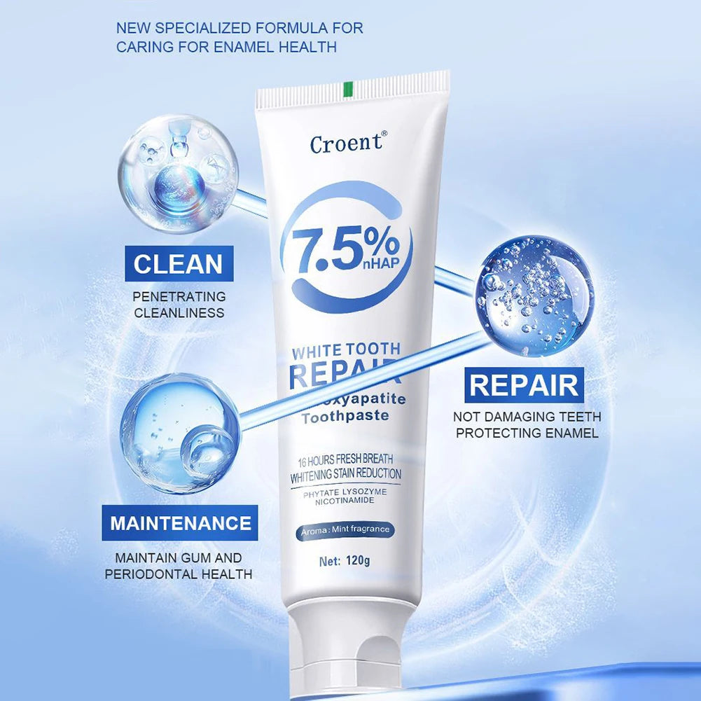 120g Whitening Toothpaste Hydroxyapatite Protect Gum Health Remove Plaque Stains Fresh Bad Breath Deep Clean Brightening Tooth