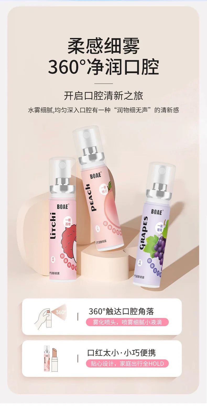 Oral Freshening Spray Natural Fruity Flavor Oral Care Spray Portable Long-lasting Remove Oral Odor for Smoker Освежитель Для Рта