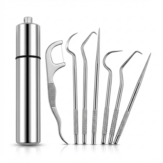 Stainless Steel Toothpicks Pocket Set, Portable Floss Pick Reusable Metal Toothpicks Tooth Cleaning Kit With Keychain Holder