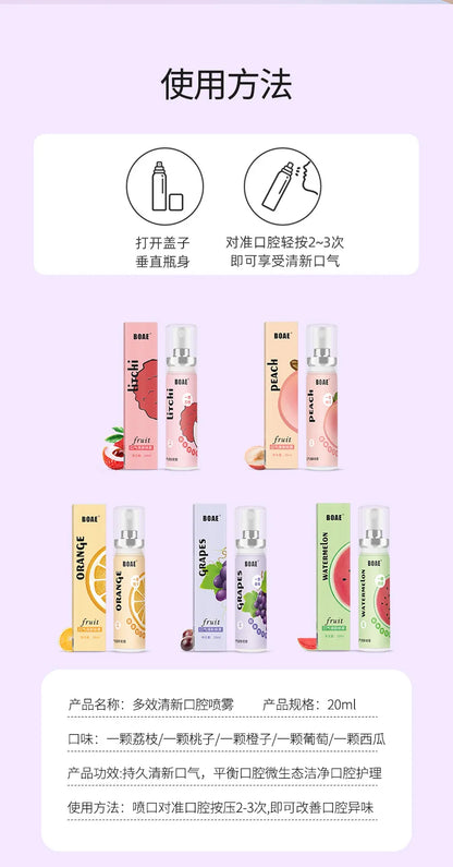 Oral Freshening Spray Natural Fruity Flavor Oral Care Spray Portable Long-lasting Remove Oral Odor for Smoker Освежитель Для Рта