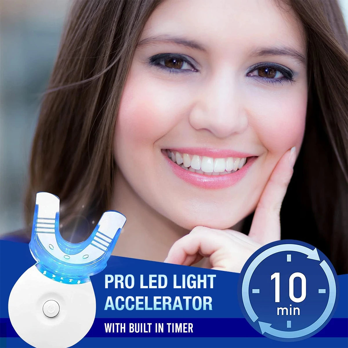 Teeth Whitening Kit - 5X LED Light Tooth Whitener with 35% Carbamide Peroxide, Mouth Trays, 3 Remineralizing Gel and Tray Case